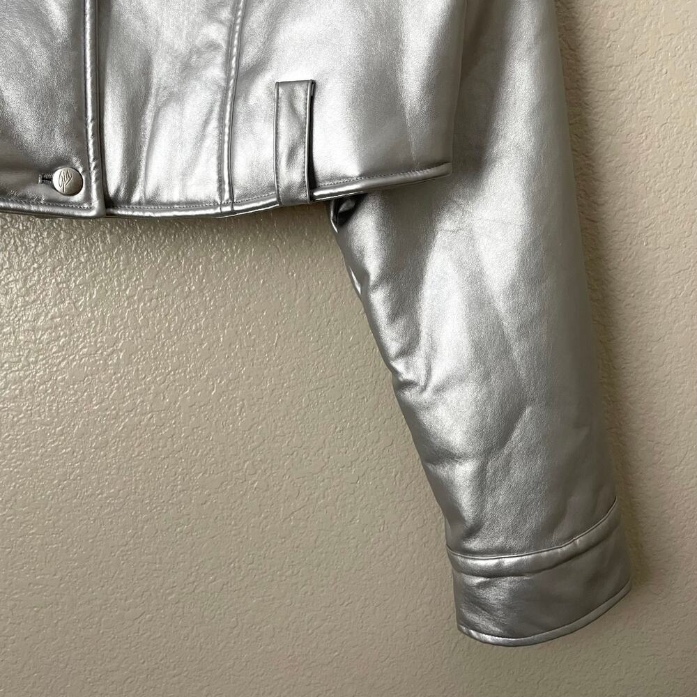 I.AM.GIA Jacket Womens Small Silver Metallic Alessandra‎ Cropped Sherpa Lined - Picture 6 of 13